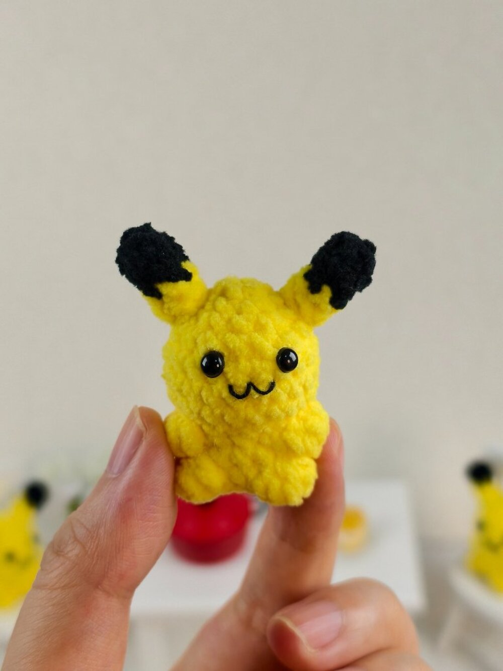 Handmade Amigurumi Crochet Tiny Pokémon Pikachu Plushie